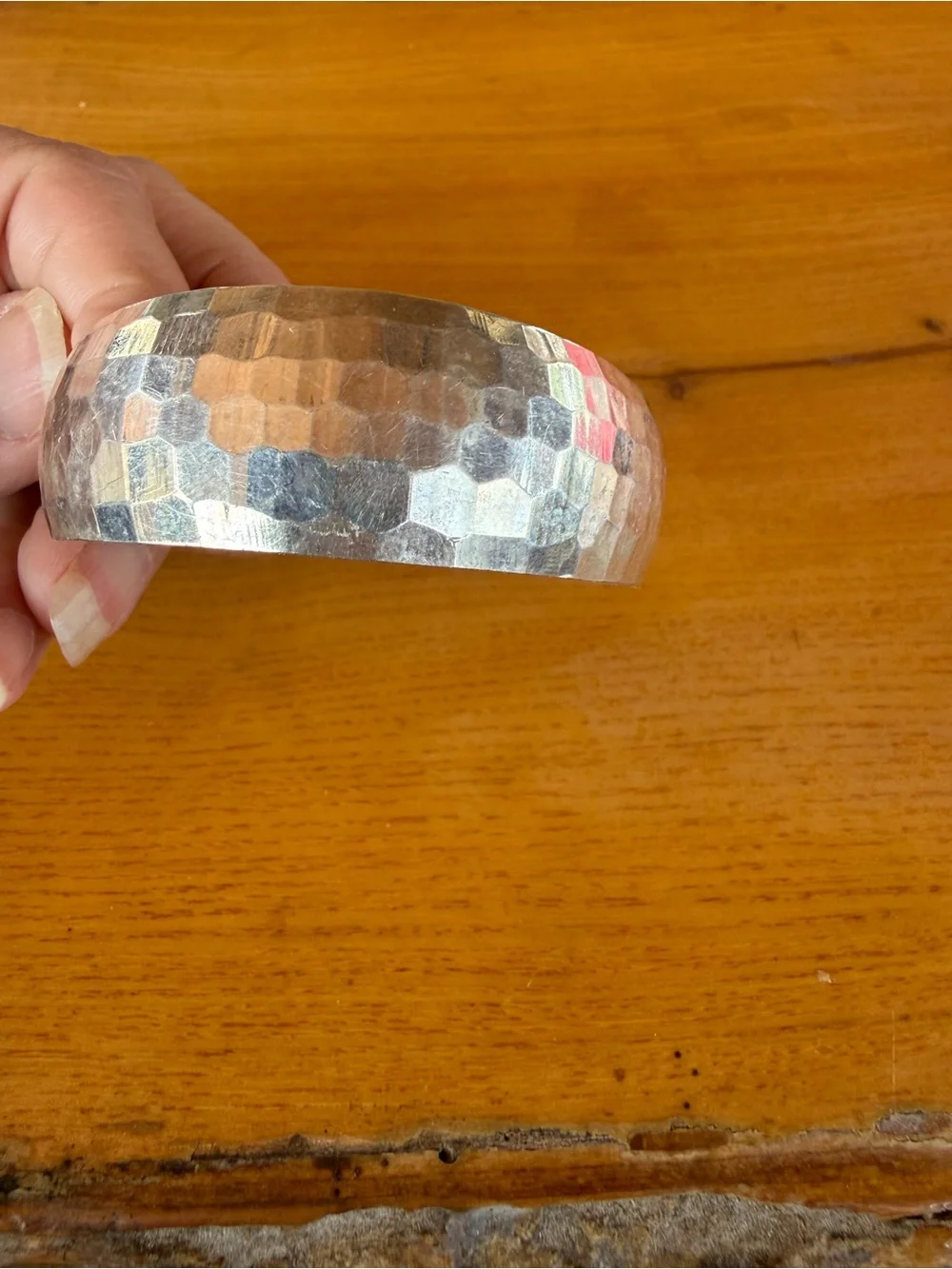 Hammered Wide Silver 925 sterling Bangle Bracelet